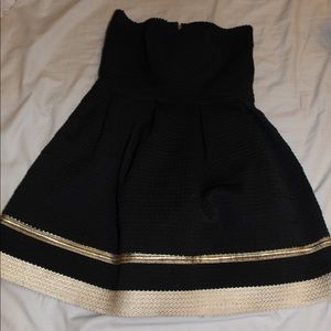 Black/Gold Strapless Dress